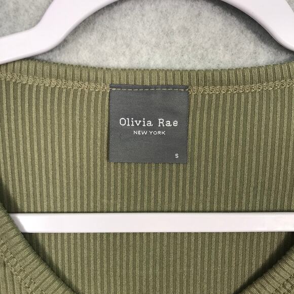 Olivia Rae Top Womens Small Green Crop Ribbed Shirt Basic Minimal‎ Y2K Yoga - Picture 4 of 7